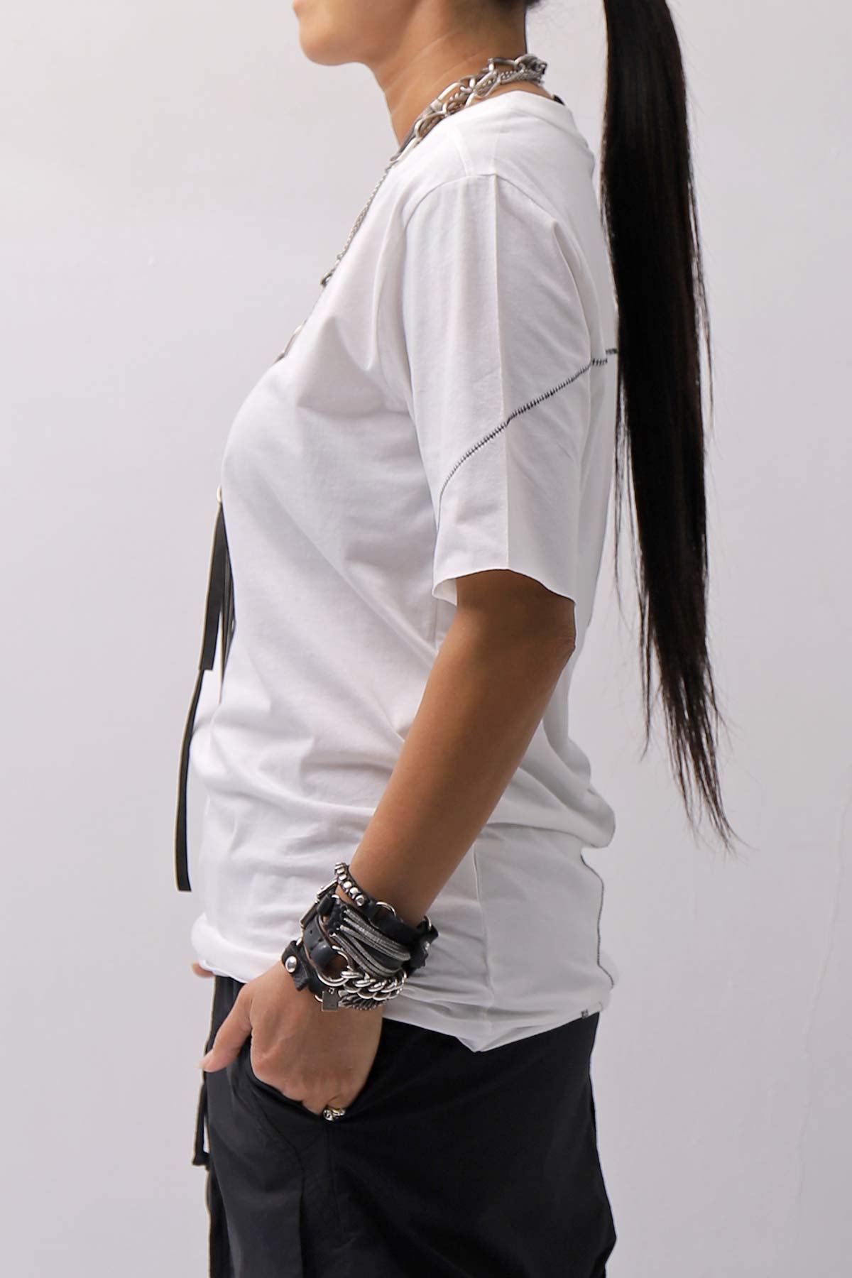 【thom/krom】 UNISEX REGULAR FIT COTTON TEE MTS924_OFF WHITE