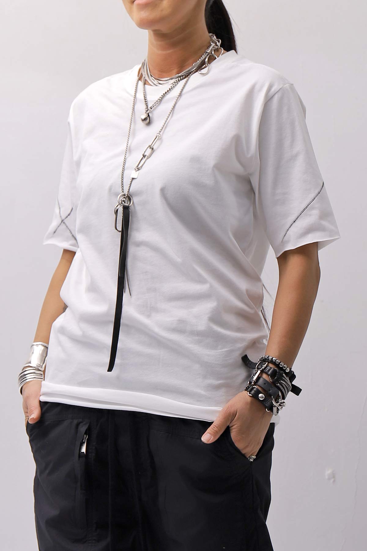 【thom/krom】 UNISEX REGULAR FIT COTTON TEE MTS924_OFF WHITE