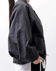 【Andrea Ya'aqov】 UNISEX DOLMAN SLEEVE ZIPPED JACKET SFT54B_BLACK