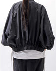 【Andrea Ya'aqov】 UNISEX DOLMAN SLEEVE ZIPPED JACKET SFT54B_BLACK