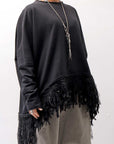 【bajra】 UNISEX SUPER STRETCH SWEAT FRINGE TOP 154QK01_BLACK