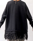 【bajra】 UNISEX SUPER STRETCH SWEAT FRINGE TOP 154QK01_BLACK