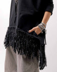 【bajra】 UNISEX SUPER STRETCH SWEAT FRINGE TOP 154QK01_BLACK