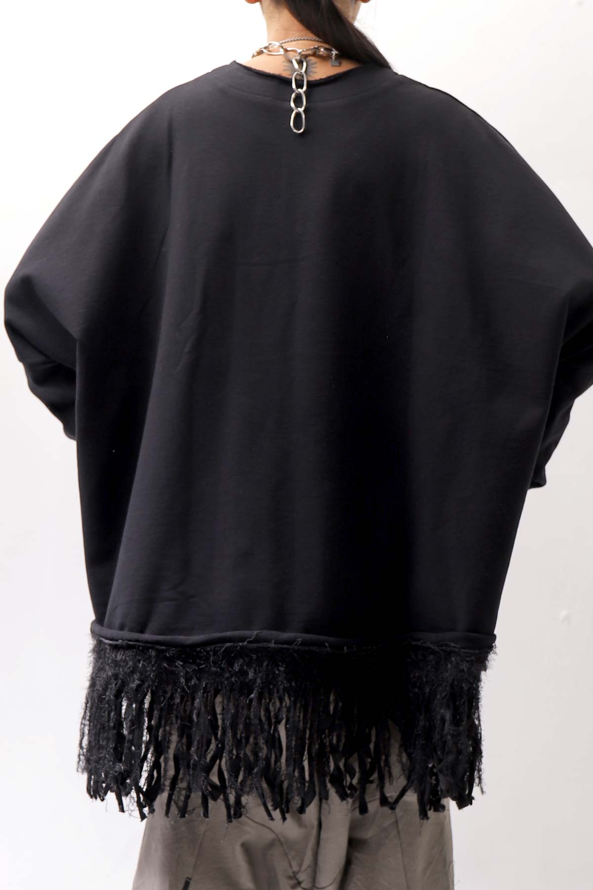 【bajra】 UNISEX SUPER STRETCH SWEAT FRINGE TOP 154QK01_BLACK