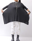 【NOSTRASANTISSIMA】 ASYMMETRY VISCOSE&SILK LIGHT SWEATER TOP M122_BLACK