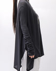 【NOSTRASANTISSIMA】 ASYMMETRY VISCOSE&SILK LIGHT SWEATER TOP M122_BLACK