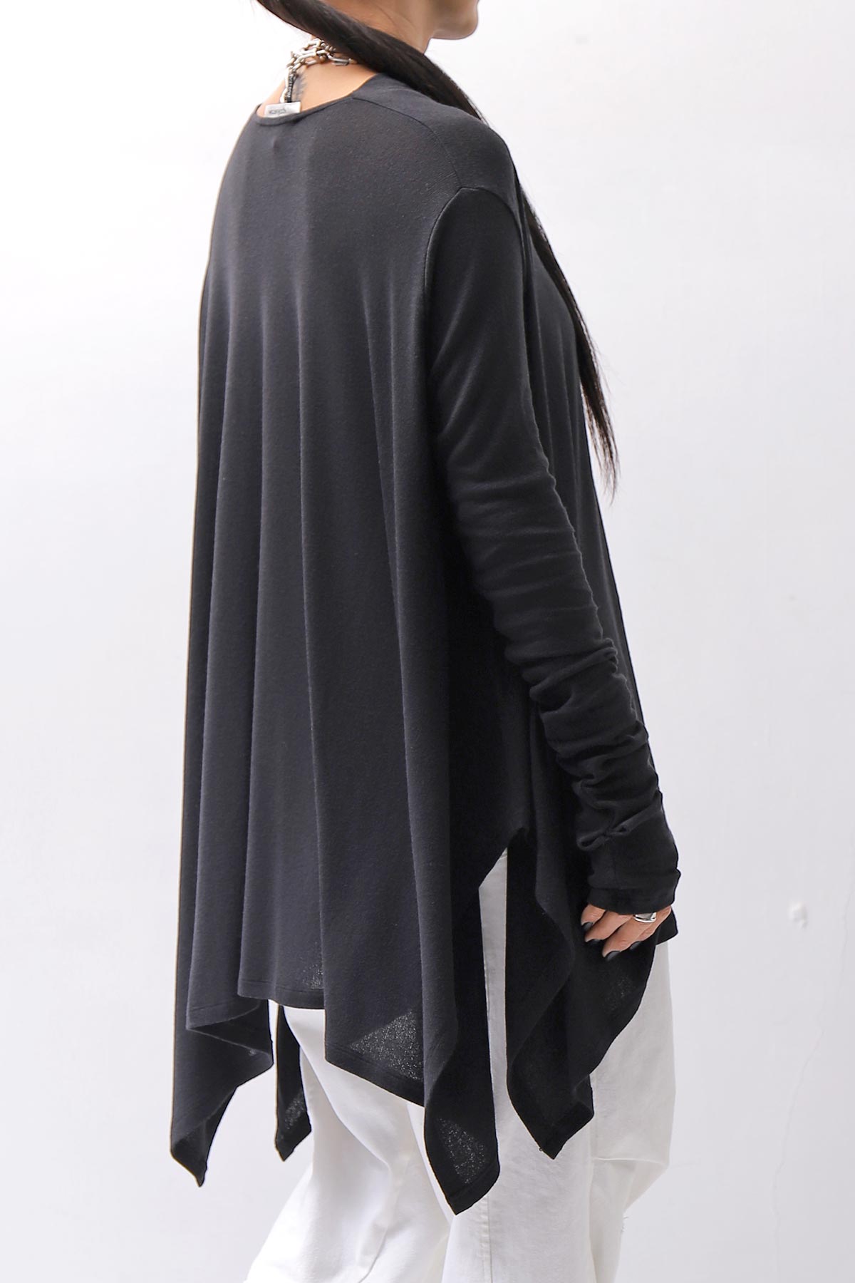 【NOSTRASANTISSIMA】 ASYMMETRY VISCOSE&amp;SILK LIGHT SWEATER TOP M122_BLACK