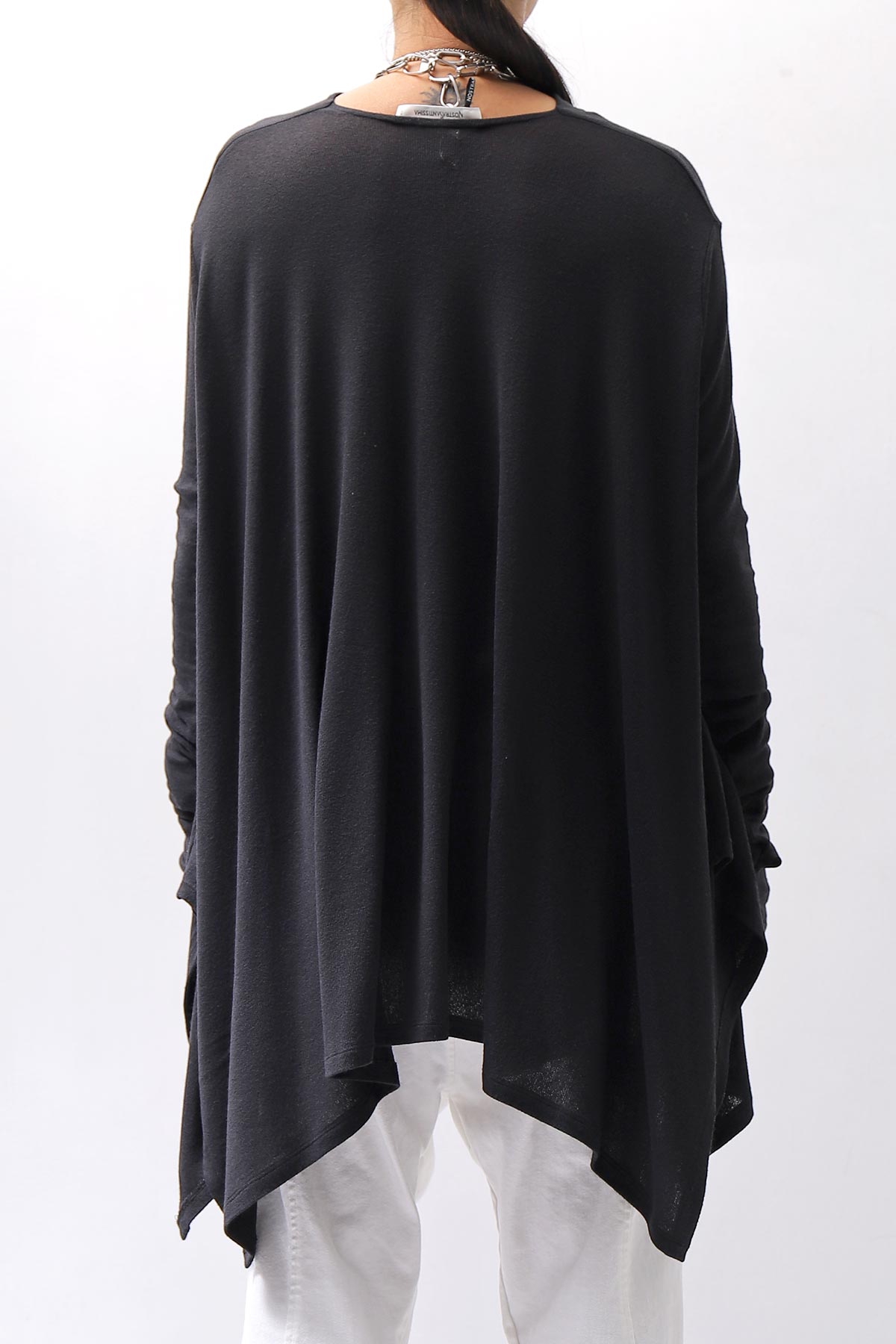 【NOSTRASANTISSIMA】 ASYMMETRY VISCOSE&amp;SILK LIGHT SWEATER TOP M122_BLACK