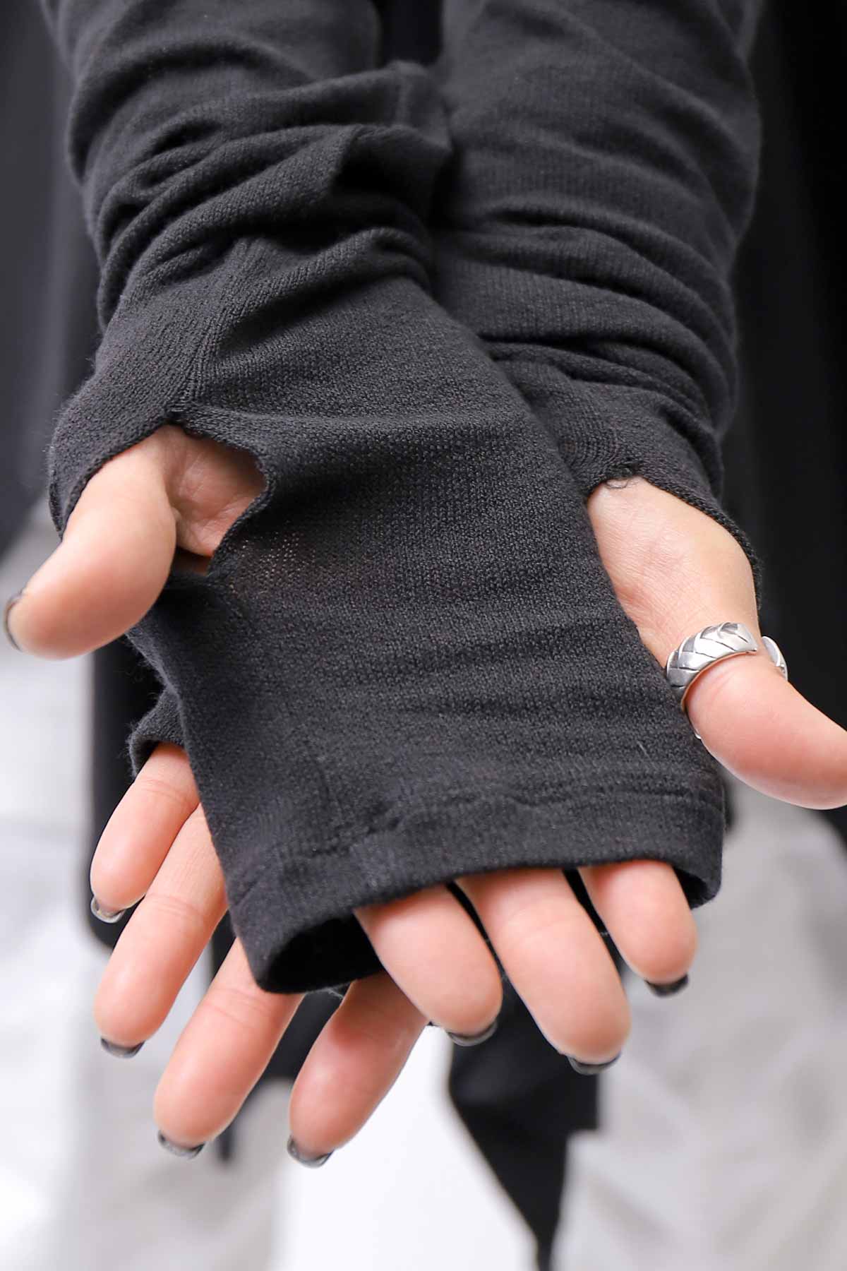 【NOSTRASANTISSIMA】 ASYMMETRY VISCOSE&amp;SILK LIGHT SWEATER TOP M122_BLACK