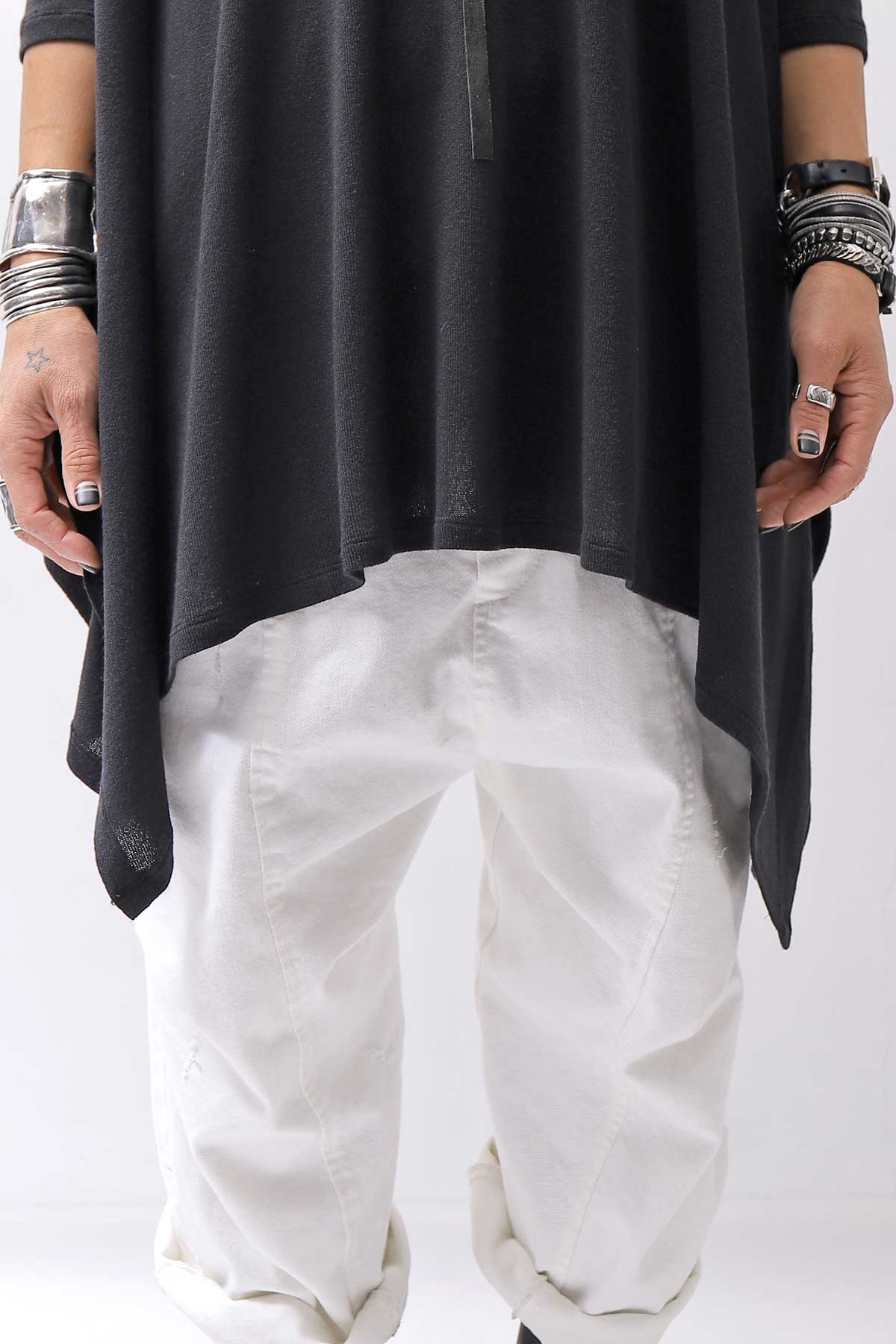 【NOSTRASANTISSIMA】 ASYMMETRY VISCOSE&amp;SILK LIGHT SWEATER TOP M122_BLACK