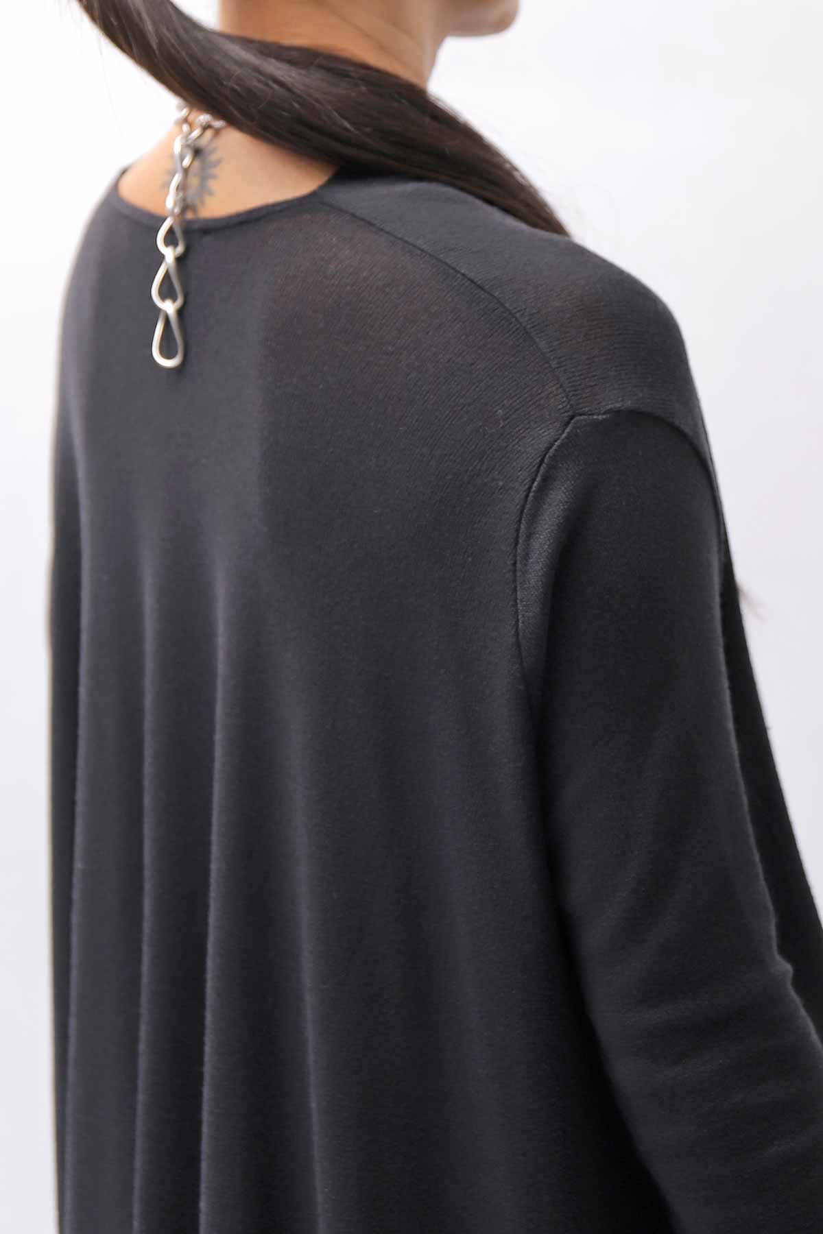 【NOSTRASANTISSIMA】 ASYMMETRY VISCOSE&amp;SILK LIGHT SWEATER TOP M122_BLACK