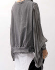 【sanctamuerte】 COTTON SWEAT & SILK CHIFFON SLEEVE TOP SM71_ANTRACITE