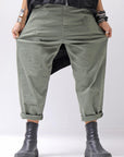 【NOSTRASANTISSIMA】UNISEX STRETCH COTTON LOW CROTCH DENIM PANTS P102_MATCHA LATTE
