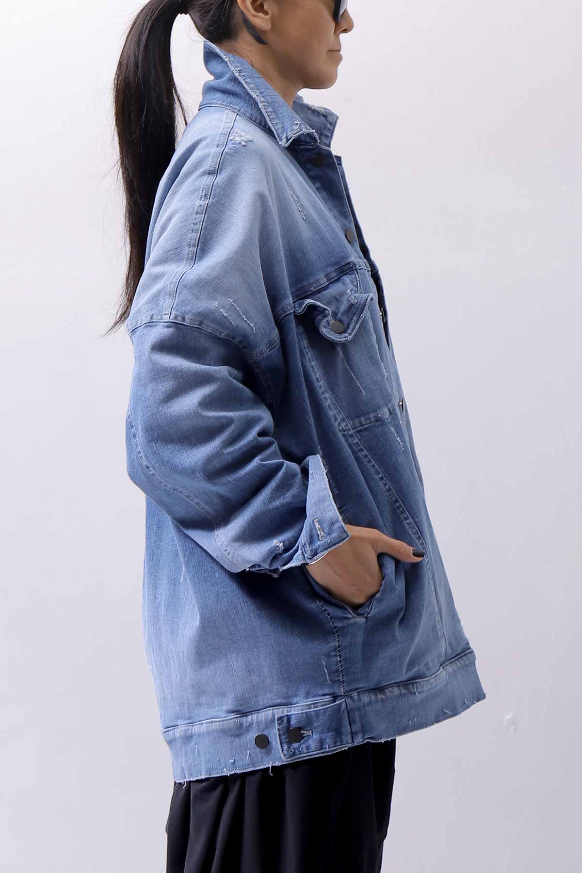 【bajra】 UNISEX OVERSIZED STRETCH DENIM JACKET 143QJ01_BLUE WASH