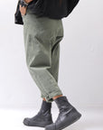 【NOSTRASANTISSIMA】UNISEX STRETCH COTTON LOW CROTCH DENIM PANTS P102_MATCHA LATTE
