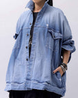 【bajra】 UNISEX OVERSIZED STRETCH DENIM JACKET 143QJ01_BLUE WASH