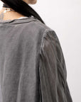 【sanctamuerte】 COTTON SWEAT & SILK CHIFFON SLEEVE TOP SM71_ANTRACITE