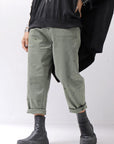 【NOSTRASANTISSIMA】UNISEX STRETCH COTTON LOW CROTCH DENIM PANTS P102_MATCHA LATTE