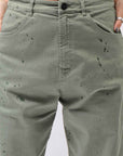 【NOSTRASANTISSIMA】UNISEX STRETCH COTTON LOW CROTCH DENIM PANTS P102_MATCHA LATTE