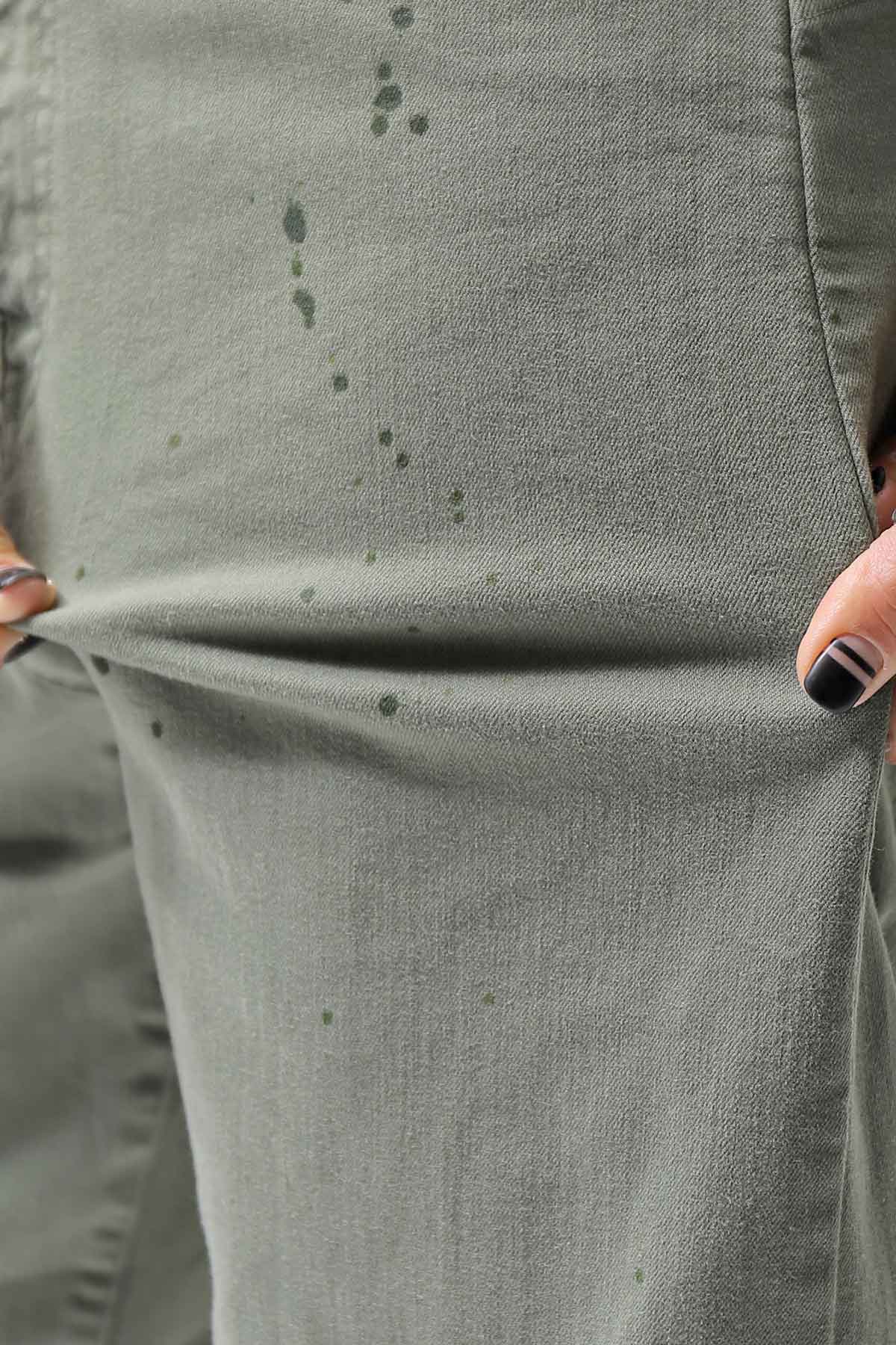 【NOSTRASANTISSIMA】UNISEX STRETCH COTTON LOW CROTCH DENIM PANTS P102_MATCHA LATTE