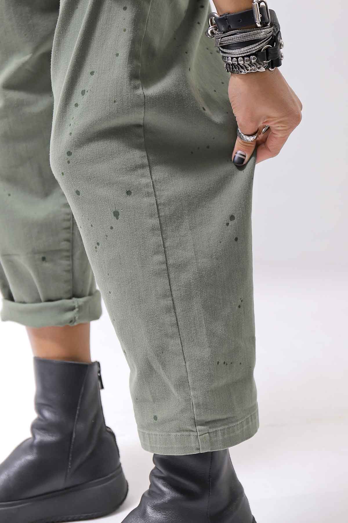 【NOSTRASANTISSIMA】UNISEX STRETCH COTTON LOW CROTCH DENIM PANTS P102_MATCHA LATTE