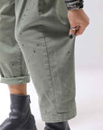 【NOSTRASANTISSIMA】UNISEX STRETCH COTTON LOW CROTCH DENIM PANTS P102_MATCHA LATTE