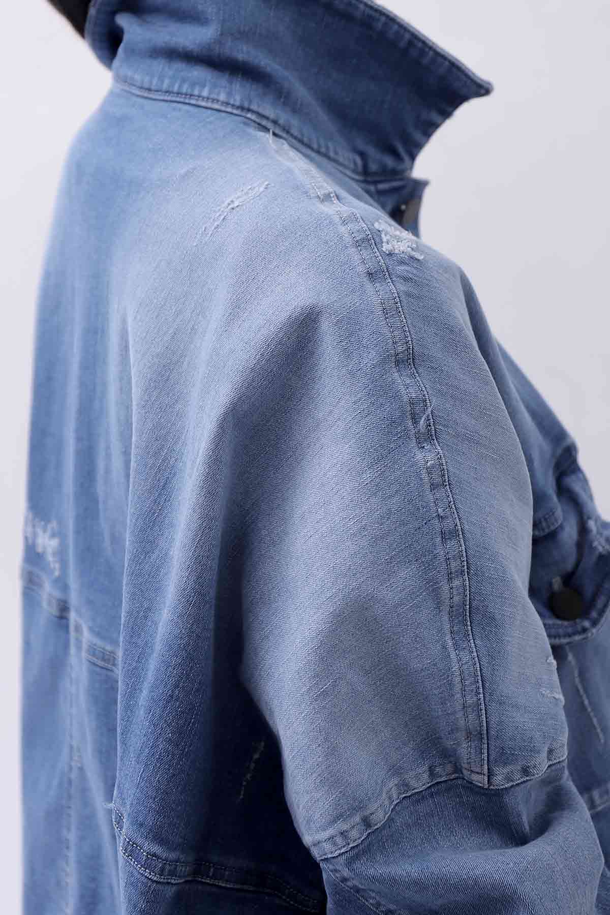 【bajra】 UNISEX OVERSIZED STRETCH DENIM JACKET 143QJ01_BLUE WASH