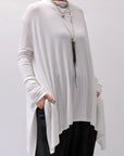 【NOSTRASANTISSIMA】 ASYMMETRY VISCOSE&SILK LIGHT SWEATER TOP M122_WHITE