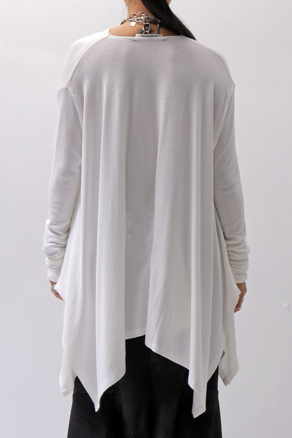 【NOSTRASANTISSIMA】 ASYMMETRY VISCOSE&amp;SILK LIGHT SWEATER TOP M122_WHITE