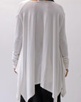 【NOSTRASANTISSIMA】 ASYMMETRY VISCOSE&SILK LIGHT SWEATER TOP M122_WHITE