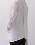 【NOSTRASANTISSIMA】 ASYMMETRY VISCOSE&SILK LIGHT SWEATER TOP M122_WHITE
