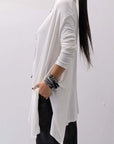 【NOSTRASANTISSIMA】 ASYMMETRY VISCOSE&SILK LIGHT SWEATER TOP M122_WHITE