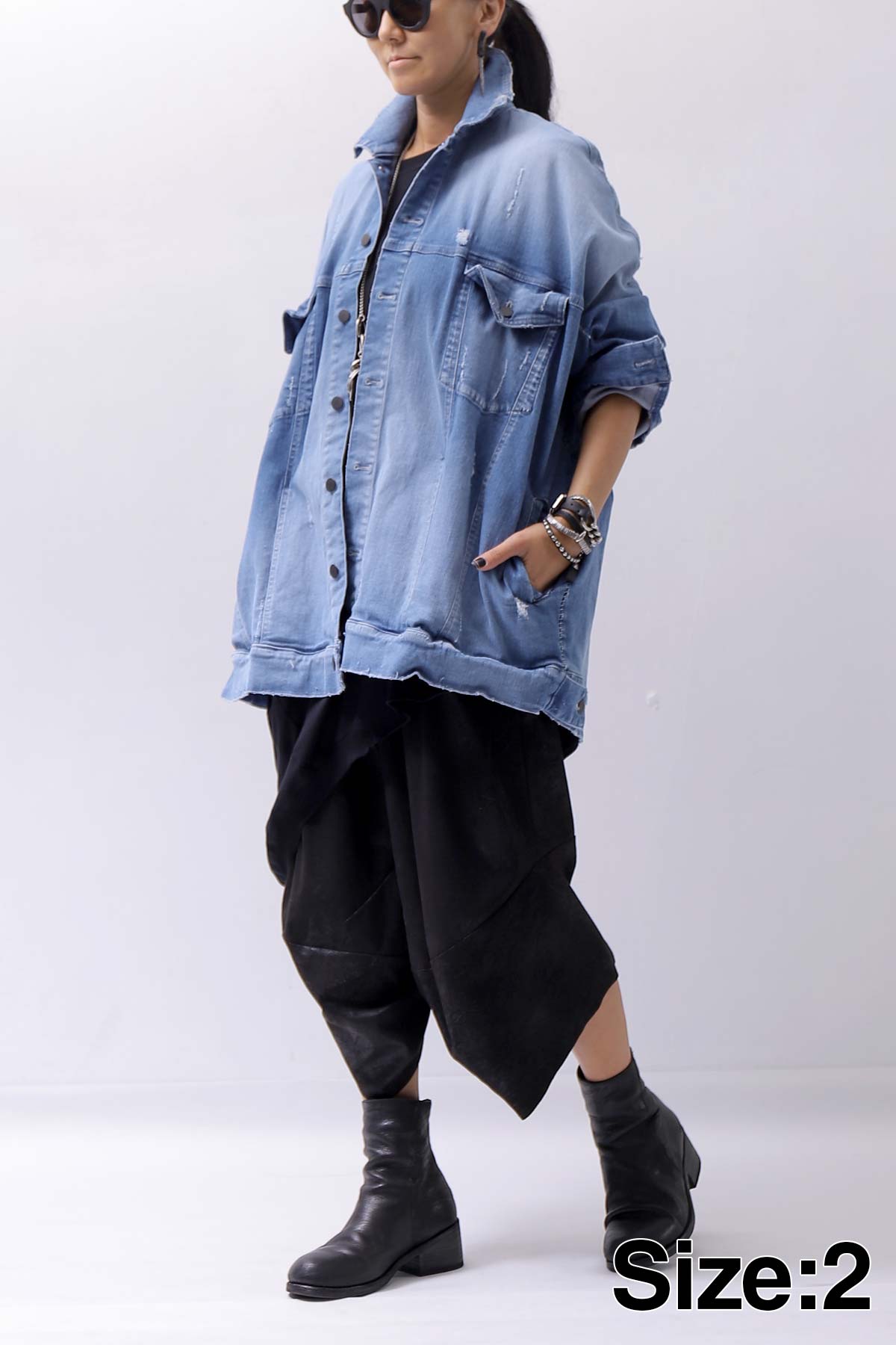 【bajra】 UNISEX OVERSIZED STRETCH DENIM JACKET 143QJ01_BLUE WASH