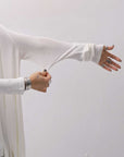 【NOSTRASANTISSIMA】 ASYMMETRY VISCOSE&SILK LIGHT SWEATER TOP M122_WHITE