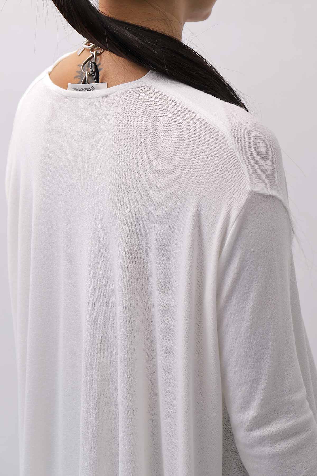 【NOSTRASANTISSIMA】 ASYMMETRY VISCOSE&amp;SILK LIGHT SWEATER TOP M122_WHITE