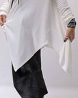【NOSTRASANTISSIMA】 ASYMMETRY VISCOSE&SILK LIGHT SWEATER TOP M122_WHITE