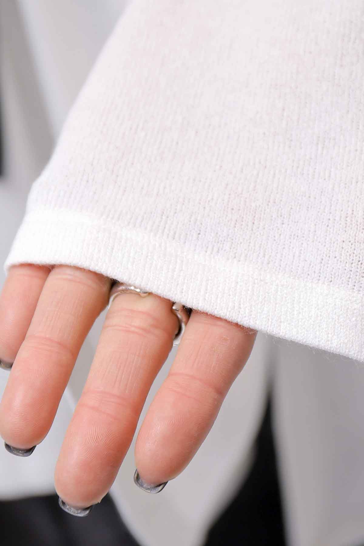 【NOSTRASANTISSIMA】 ASYMMETRY VISCOSE&amp;SILK LIGHT SWEATER TOP M122_WHITE