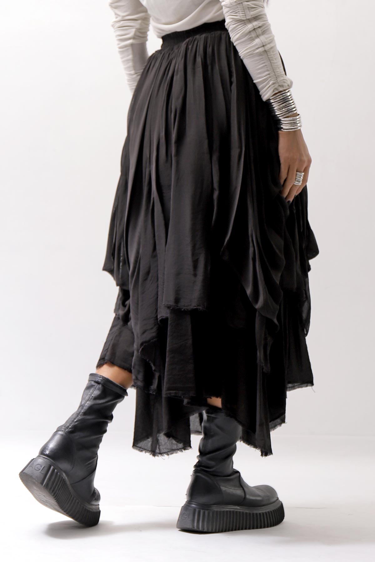 【sanctamuerte】 LAYERED ASYMMETRY SKIRT SM33_BLACK