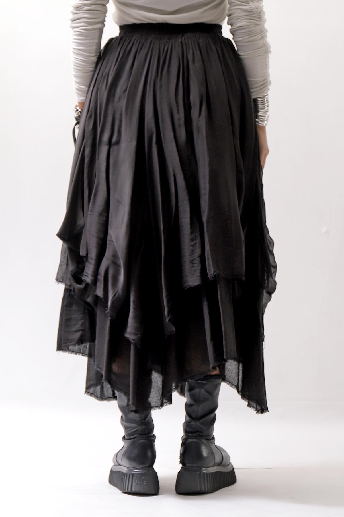 【sanctamuerte】 LAYERED ASYMMETRY SKIRT SM33_BLACK