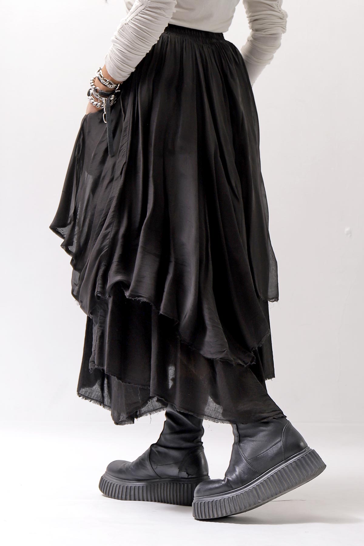 【sanctamuerte】 LAYERED ASYMMETRY SKIRT SM33_BLACK