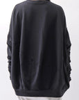 【bajra】 UNISEX BACK DRAPE& PRINTED LIGHT SWEAT TOP 159QK04_BLACK PRINTED