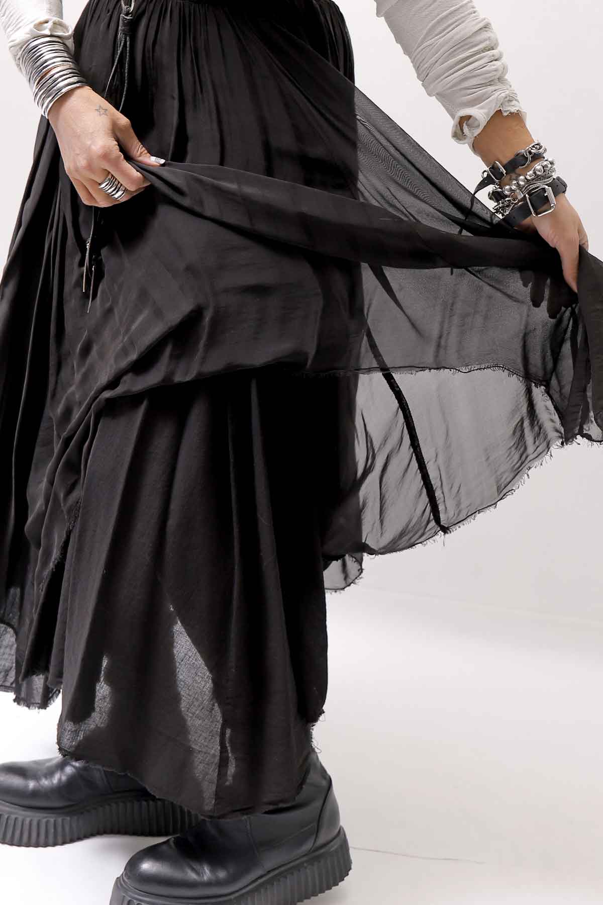 【sanctamuerte】 LAYERED ASYMMETRY SKIRT SM33_BLACK