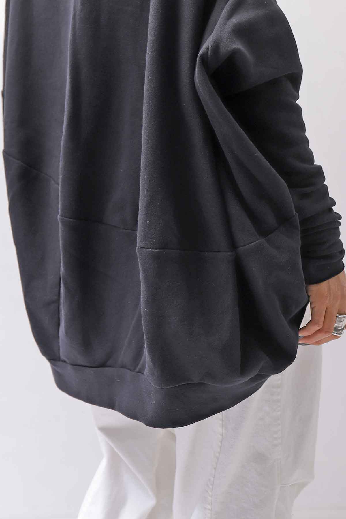 【bajra】 UNISEX BACK DRAPE&amp; PRINTED LIGHT SWEAT TOP 159QK04_BLACK PRINTED