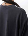 【bajra】 UNISEX BACK DRAPE& PRINTED LIGHT SWEAT TOP 159QK04_BLACK PRINTED