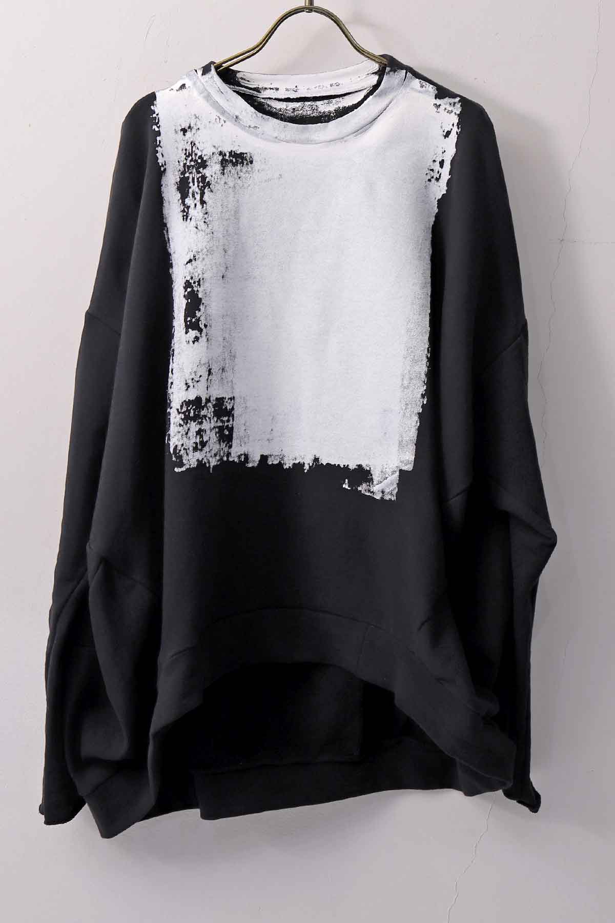 【bajra】 UNISEX BACK DRAPE&amp; PRINTED LIGHT SWEAT TOP 159QK04_BLACK PRINTED