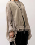 【sanctamuerte】 COTTON SWEAT & SILK CHIFFON SLEEVE TOP SM71_SAND SHELL