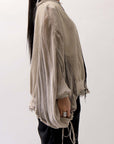 【sanctamuerte】 COTTON SWEAT & SILK CHIFFON SLEEVE TOP SM71_SAND SHELL