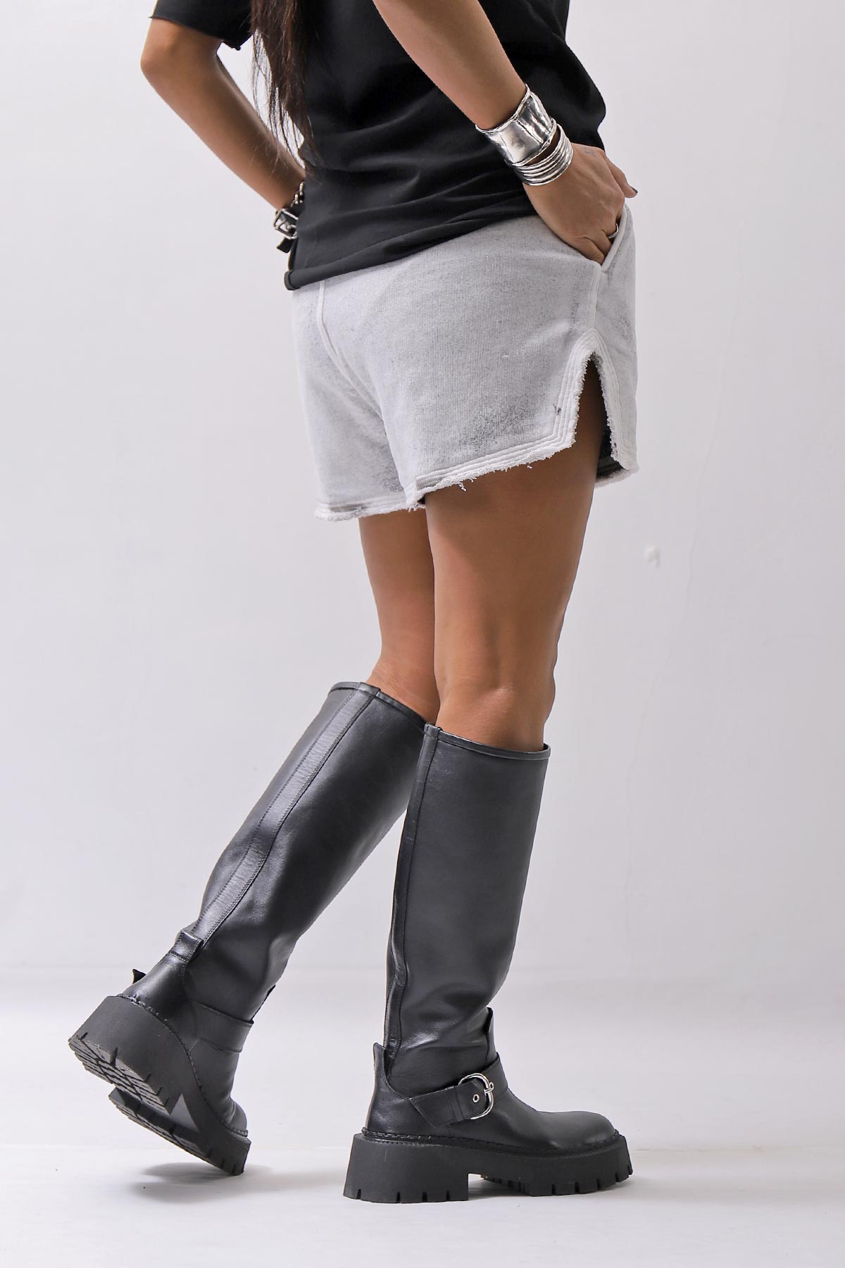 【thom/krom】 LIGHT SWEAT SIDE-CUT SHORTS WST432_SPRAY GREY