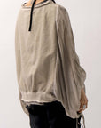 【sanctamuerte】 COTTON SWEAT & SILK CHIFFON SLEEVE TOP SM71_SAND SHELL