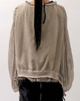 【sanctamuerte】 COTTON SWEAT & SILK CHIFFON SLEEVE TOP SM71_SAND SHELL